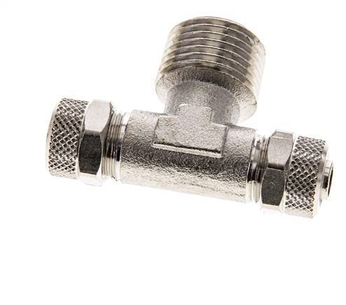 10x8 & R1/2'' Nickel plated Brass Tee Push-on Fitting with Male Threads