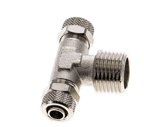 10x8 & R1/2'' Nickel plated Brass Tee Push-on Fitting with Male Threads