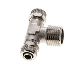 10x8 & R1/2'' Nickel plated Brass Tee Push-on Fitting with Male Threads