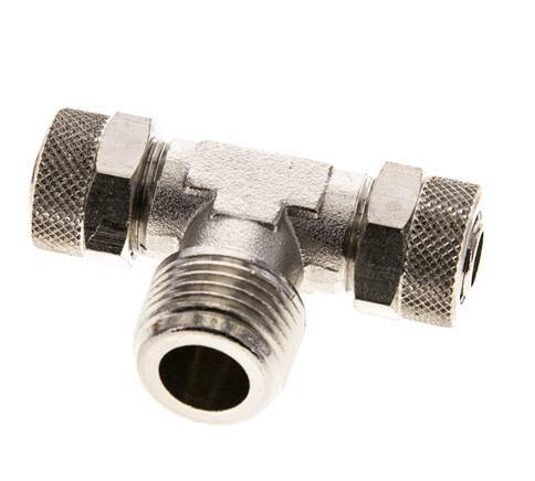 12x10 & R1/2'' Nickel plated Brass Tee Push-on Fitting with Male Threads