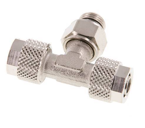 8x6 & G1/8'' Nickel plated Brass Tee Push-on Fitting with Male Threads Rotatable [2 Pieces]