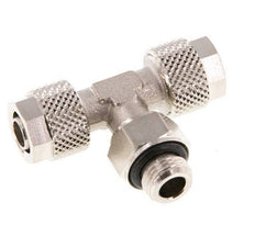 8x6 & G1/8'' Nickel plated Brass Tee Push-on Fitting with Male Threads Rotatable [2 Pieces]