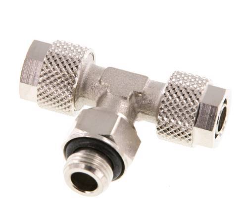8x6 & G1/8'' Nickel plated Brass Tee Push-on Fitting with Male Threads Rotatable [2 Pieces]