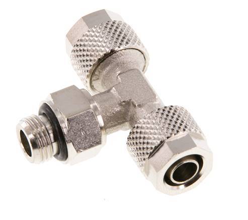8x6 & G1/8'' Nickel plated Brass Tee Push-on Fitting with Male Threads Rotatable [2 Pieces]