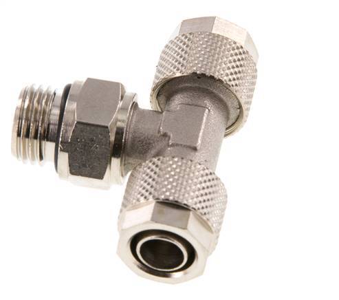 10x8 & G1/4'' Nickel plated Brass Tee Push-on Fitting with Male Threads Rotatable