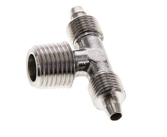 6x4 & R1/4'' Stainless Steel 1.4404 Tee Push-on Fitting with Male Threads