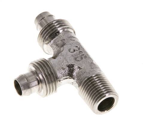 8x6 & R1/8'' Stainless Steel 1.4305 Right Angle Tee Push-on Fitting with Male Threads