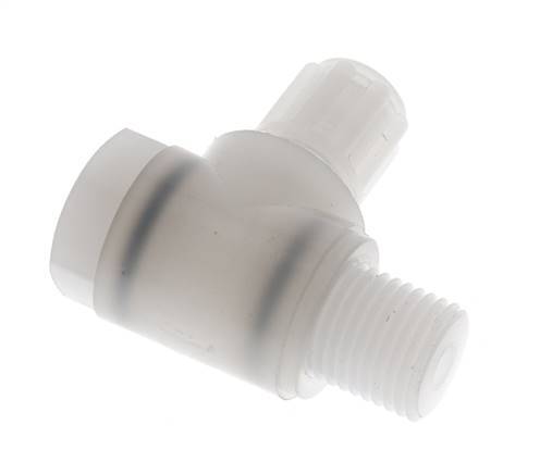 6x4mm & G1/4'' PVDF Elbow Compression Fitting with Male Threads with Banjo Bolt 10 bar