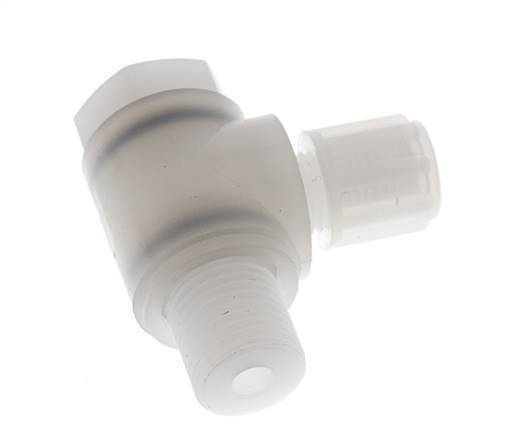 6x4mm & G1/4'' PVDF Elbow Compression Fitting with Male Threads with Banjo Bolt 10 bar