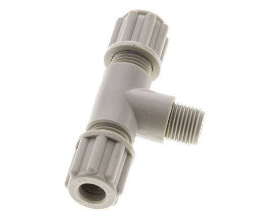 6x4mm & G1/8'' PP T-Shape Tee Compression Fitting with Male Threads 10 bar