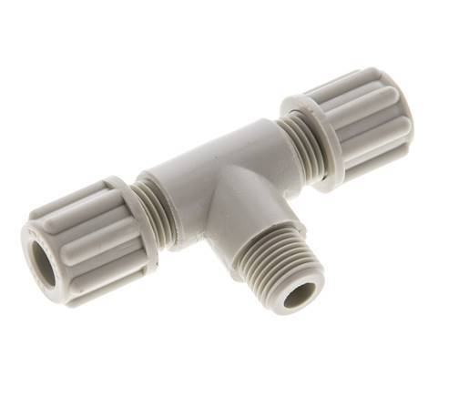 6x4mm & G1/8'' PP T-Shape Tee Compression Fitting with Male Threads 10 bar