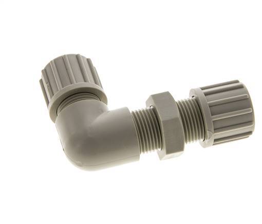 14x12mm PP Elbow Compression Fitting Bulkhead 10 bar