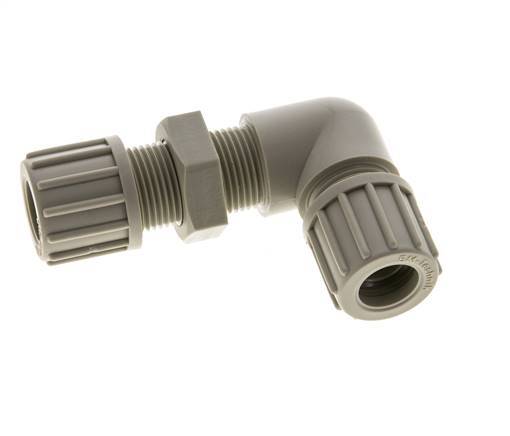 14x12mm PP Elbow Compression Fitting Bulkhead 10 bar