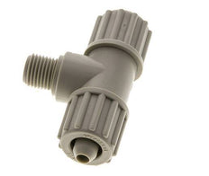 12x6mm & G1/4'' PP T-Shape Tee Compression Fitting with Male Threads 10 bar PVC and PA