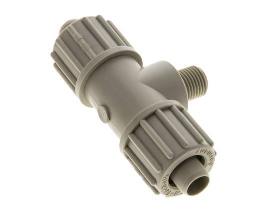 16x10mm & G1/4'' PP T-Shape Tee Compression Fitting with Male Threads 10 bar PVC and PA
