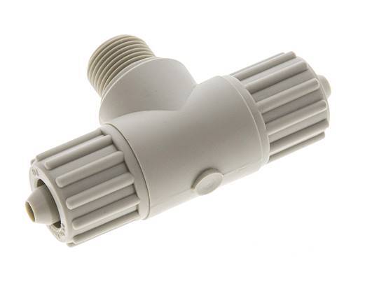12x6mm & G3/8'' PP T-Shape Tee Compression Fitting with Male Threads 10 bar PVC and PA