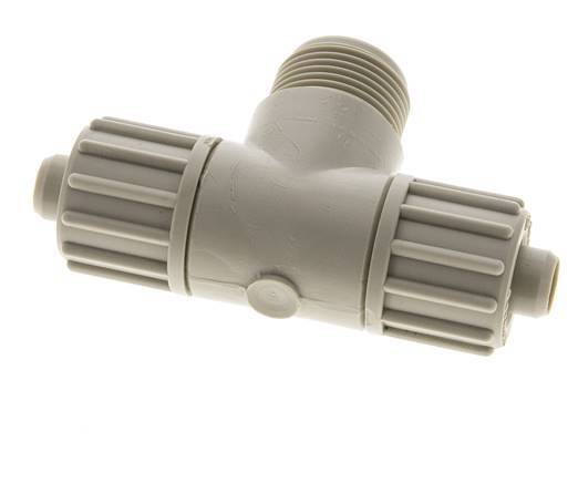 16x10mm & G3/4'' PP T-Shape Tee Compression Fitting with Male Threads 10 bar PVC and PA