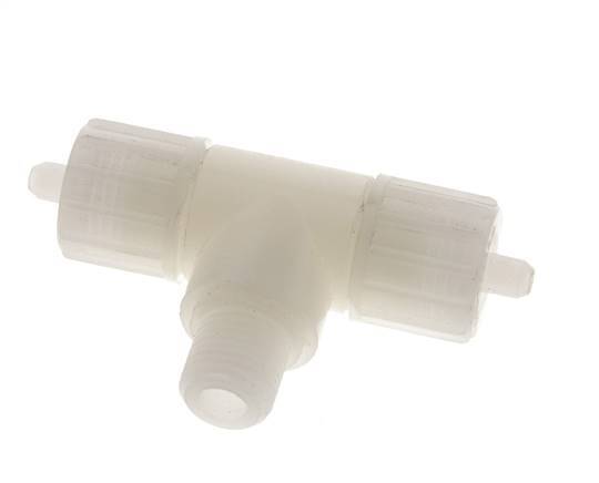 10x4mm & G1/4'' PVDF T-Shape Tee Compression Fitting with Male Threads 10 bar PVC and PA