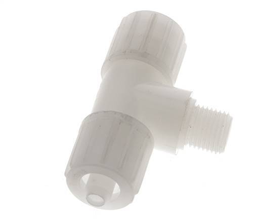 12x6mm & G1/4'' PVDF T-Shape Tee Compression Fitting with Male Threads 10 bar PVC and PA