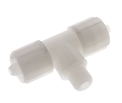 12x6mm & G1/4'' PVDF T-Shape Tee Compression Fitting with Male Threads 10 bar PVC and PA