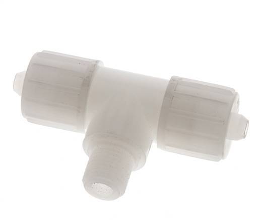 12x6mm & G1/4'' PVDF T-Shape Tee Compression Fitting with Male Threads 10 bar PVC and PA