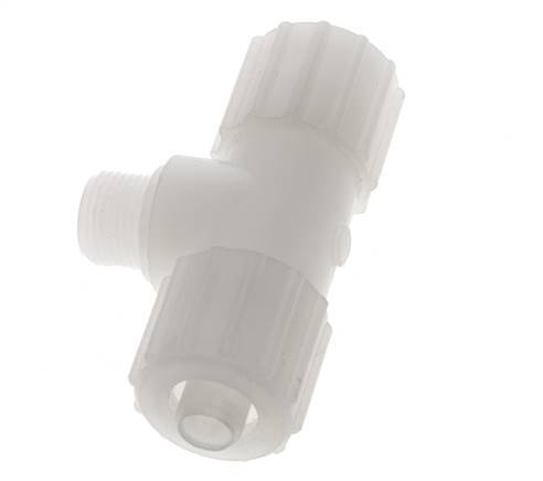 15x9mm & G3/8'' PVDF T-Shape Tee Compression Fitting with Male Threads 10 bar PVC and PA