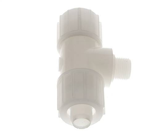 20x13mm & G3/8'' PVDF T-Shape Tee Compression Fitting with Male Threads 10 bar PVC and PA