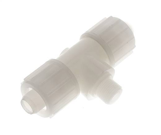 20x13mm & G3/8'' PVDF T-Shape Tee Compression Fitting with Male Threads 10 bar PVC and PA