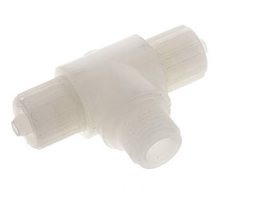 12x6mm & G1/2'' PVDF T-Shape Tee Compression Fitting with Male Threads 10 bar PVC and PA