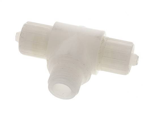 12x6mm & G1/2'' PVDF T-Shape Tee Compression Fitting with Male Threads 10 bar PVC and PA