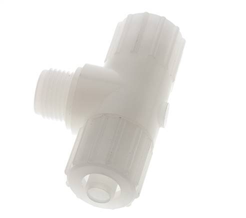 15x9mm & G1/2'' PVDF T-Shape Tee Compression Fitting with Male Threads 10 bar PVC and PA