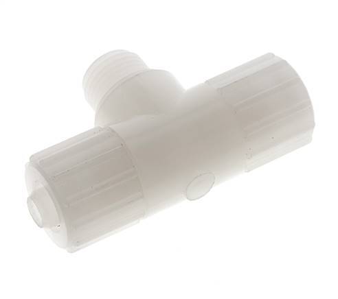 15x9mm & G1/2'' PVDF T-Shape Tee Compression Fitting with Male Threads 10 bar PVC and PA