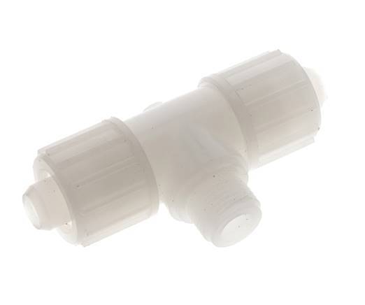 20x13mm & G1/2'' PVDF T-Shape Tee Compression Fitting with Male Threads 10 bar PVC and PA