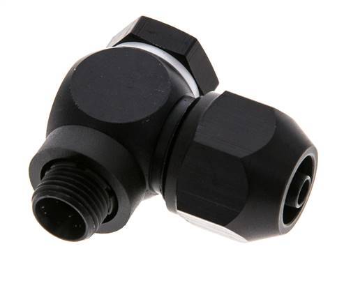 7x4mm & G1/8'' Aluminum Elbow Compression Fitting with Male Threads 10 bar PVC and PA
