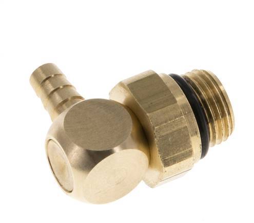 4 mm & G1/8'' Brass Elbow Hose Barb with Male Threads NBR Rotatable