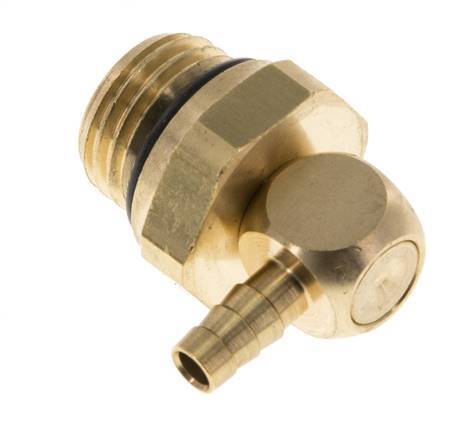 4 mm & G1/4'' Brass Elbow Hose Barb with Male Threads NBR Rotatable