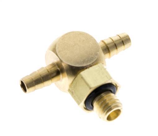 3 mm & M5 Brass Tee Hose Barb with Male Threads NBR