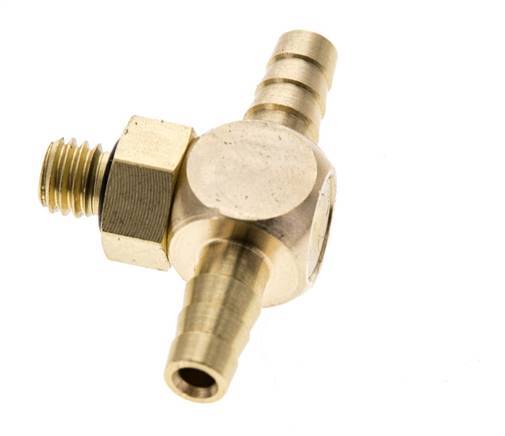 4 mm & M5 Brass Tee Hose Barb with Male Threads NBR
