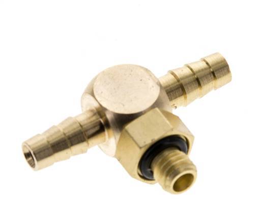 4 mm & M5 Brass Tee Hose Barb with Male Threads NBR