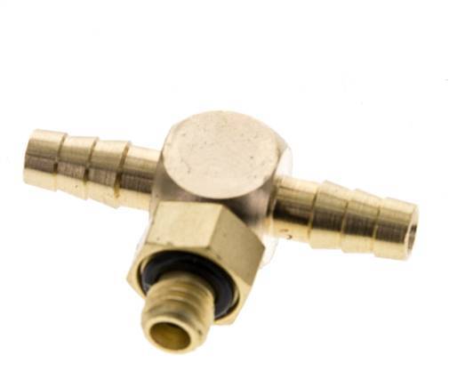 4 mm & M5 Brass Tee Hose Barb with Male Threads NBR
