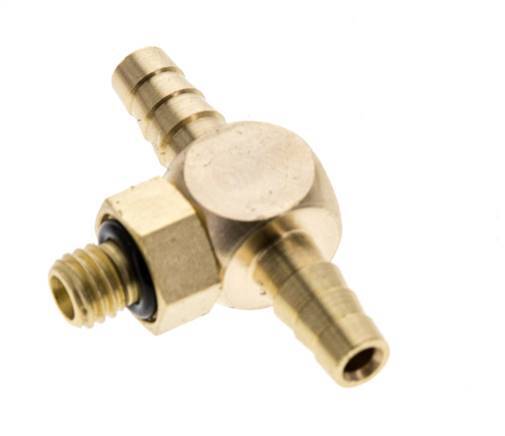 4 mm & M5 Brass Tee Hose Barb with Male Threads NBR