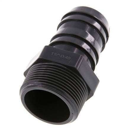 40 mm & G1-1/2'' PVC-U Hose Barb Male 89mm EN 1452-3
