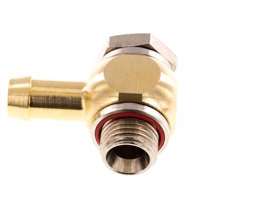 9 mm (3/8'') & G1/4'' Brass Elbow Hose Barb with Male Threads Elastomer Rotatable