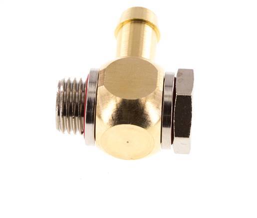 9 mm (3/8'') & G1/4'' Brass Elbow Hose Barb with Male Threads Elastomer Rotatable