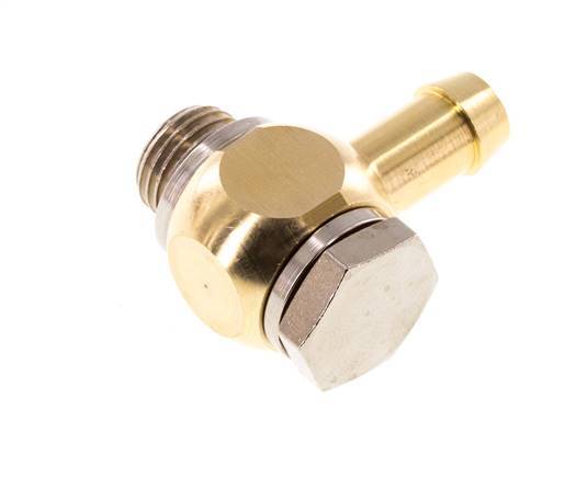 9 mm (3/8'') & G1/4'' Brass Elbow Hose Barb with Male Threads Elastomer Rotatable