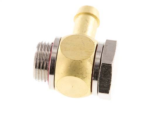 9 mm (3/8'') & G3/8'' Brass Elbow Hose Barb with Male Threads Elastomer Rotatable
