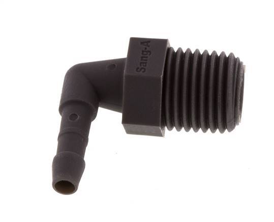 4 mm & R1/4'' PA 6 Elbow Hose Barb with Male Threads [10 Pieces]