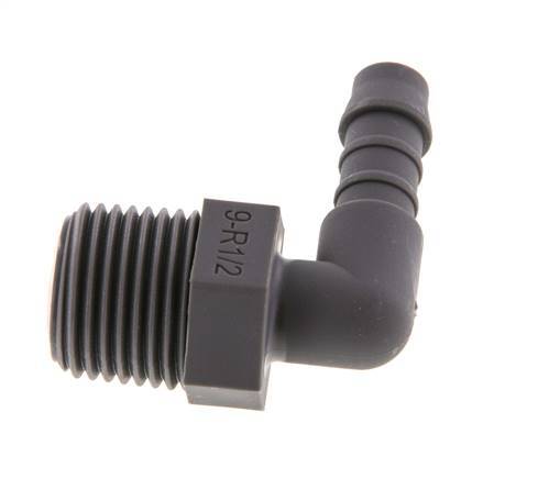 9 mm (3/8'') & R1/2'' PA 6 Elbow Hose Barb with Male Threads [5 Pieces]