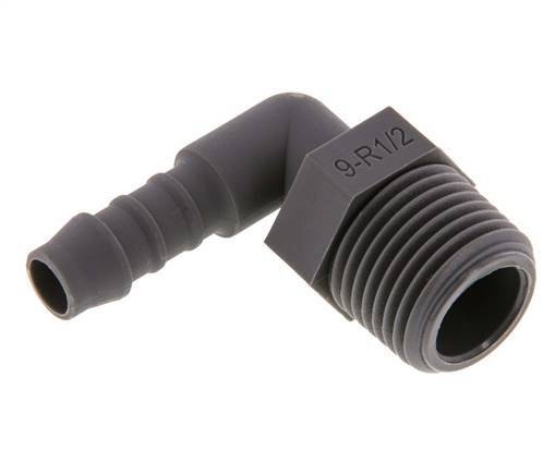 9 mm (3/8'') & R1/2'' PA 6 Elbow Hose Barb with Male Threads [5 Pieces]
