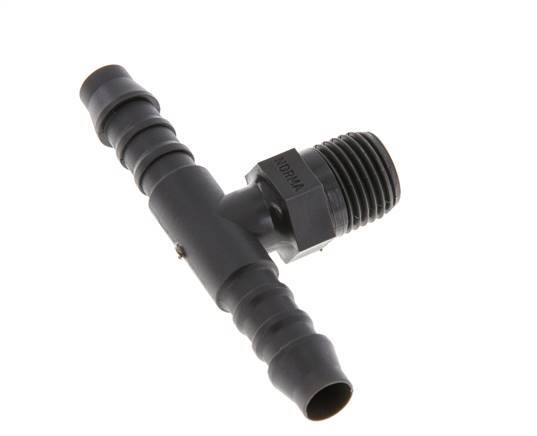 8 mm (5/16'') & R1/4'' PA 6 Tee Hose Barb with Male Threads [10 Pieces]